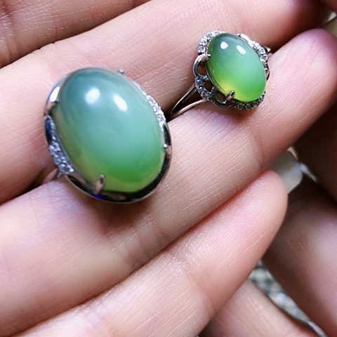 和田玉银S925镶嵌戒指