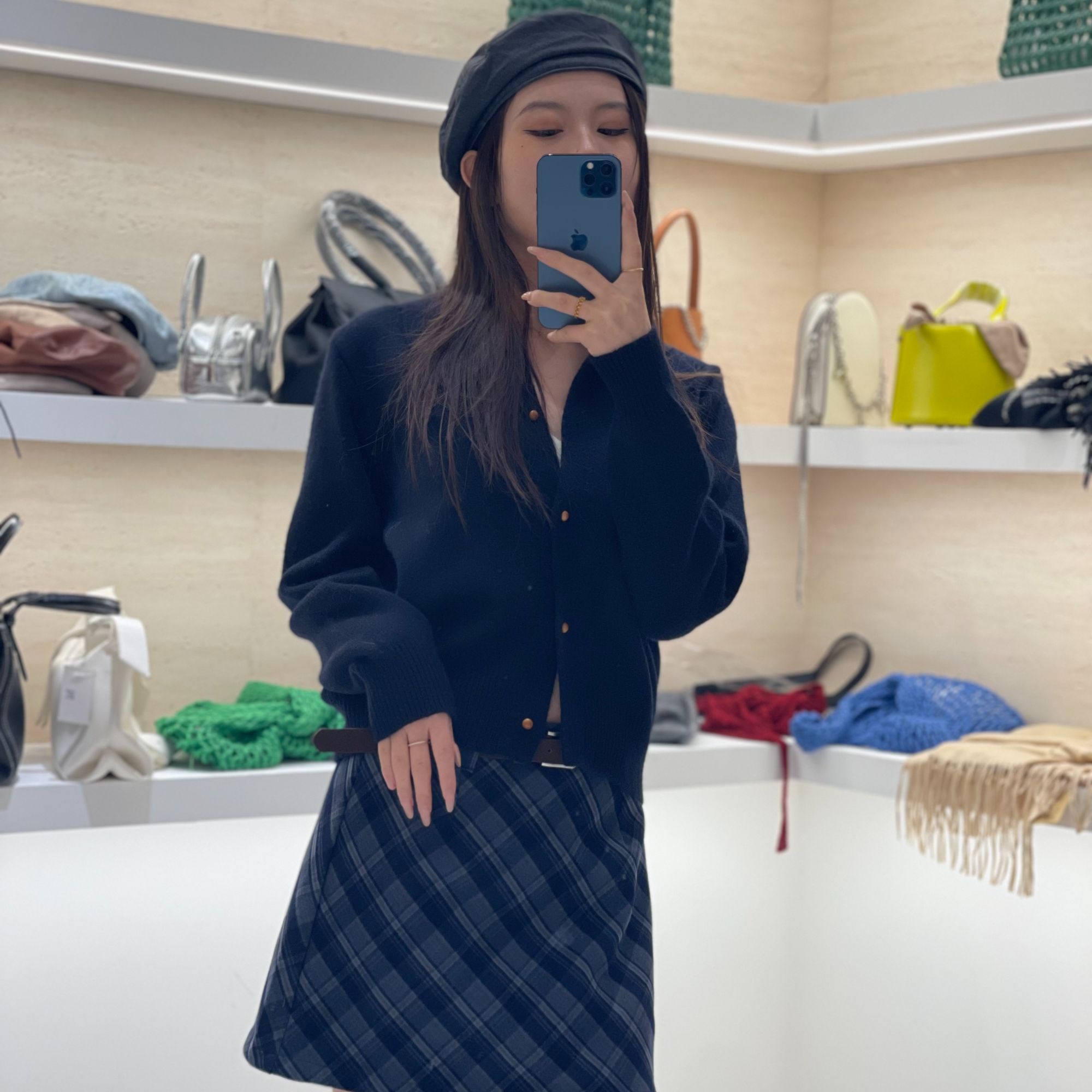 翻领上衣毛针织衫时尚韩系修身藏蓝针织衫简约毛衣C018