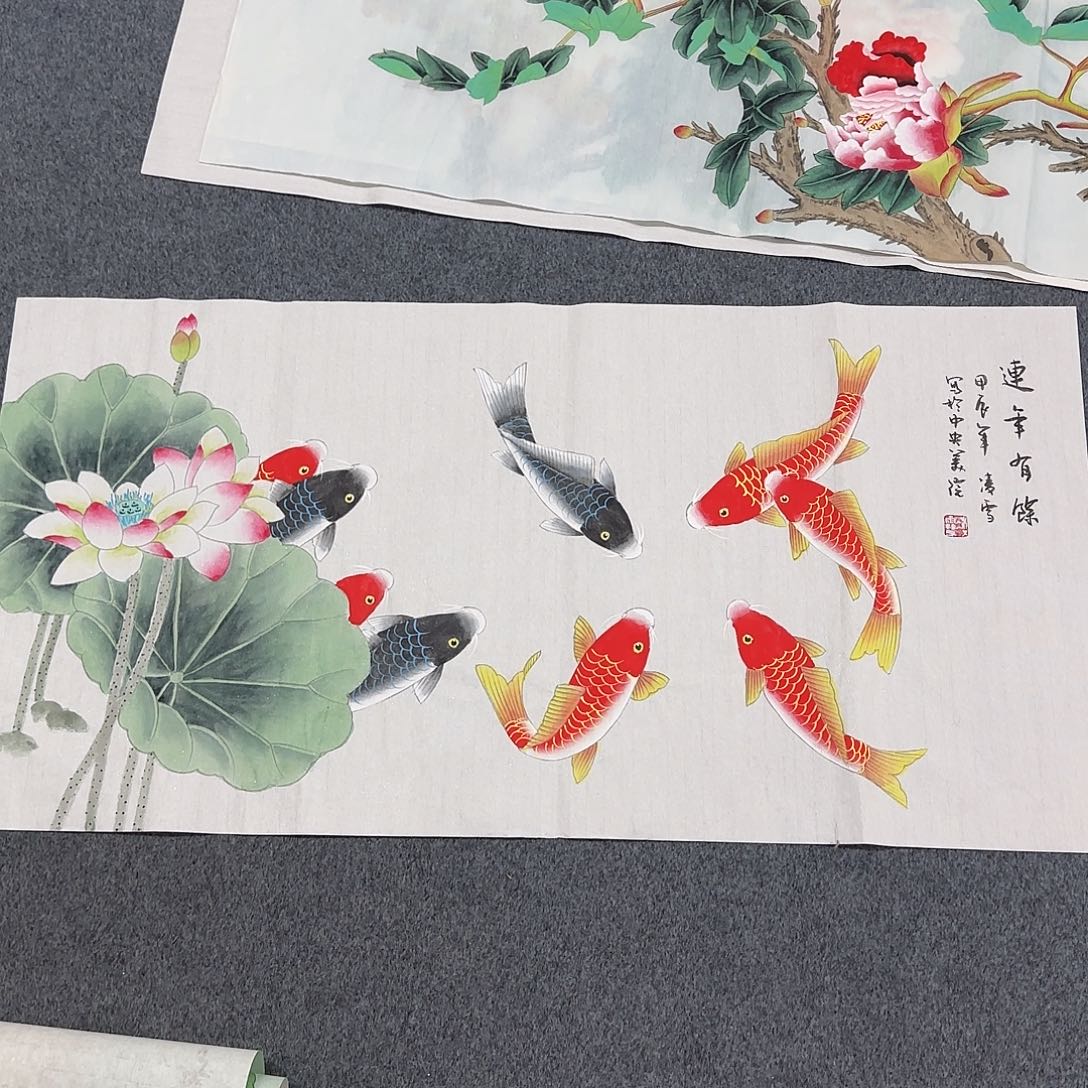 国画尺寸50X100手绘作品 