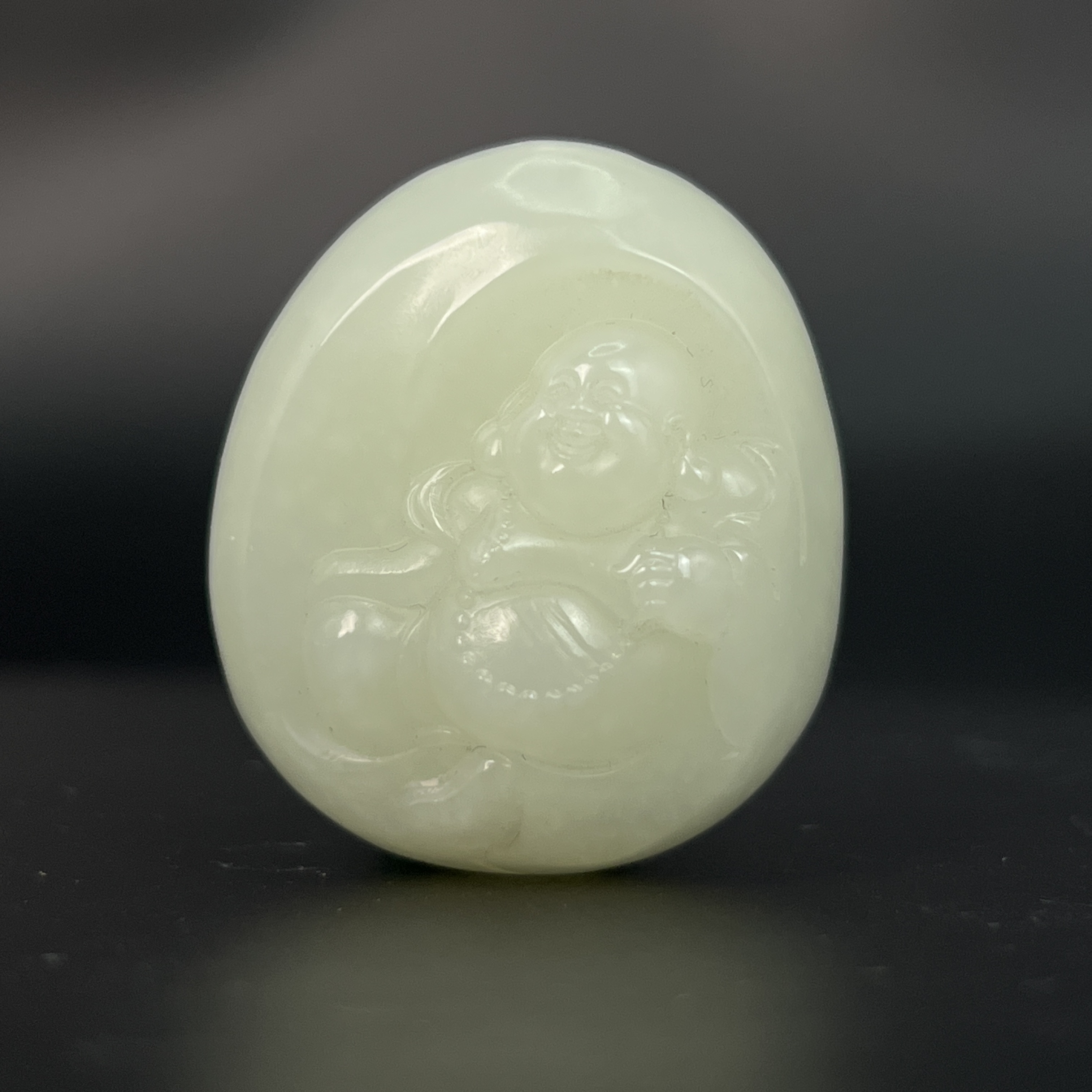 "晚清民国和田玉弥勒佛/ DL560211/ 古玩/收藏/德州文物"