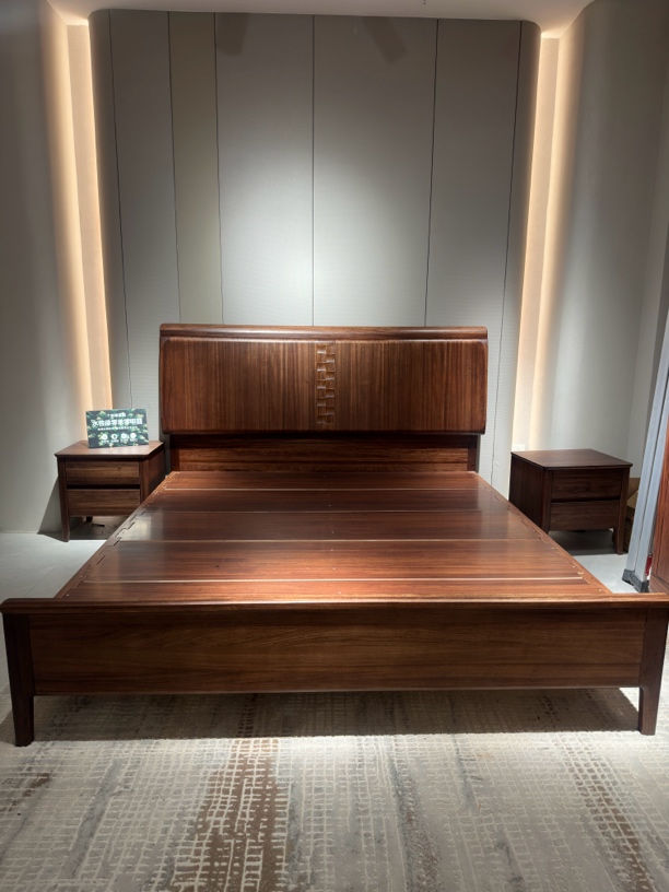 【八方来财】乌金木实木床新中式主卧大床婚床床1.8米x2米双人床