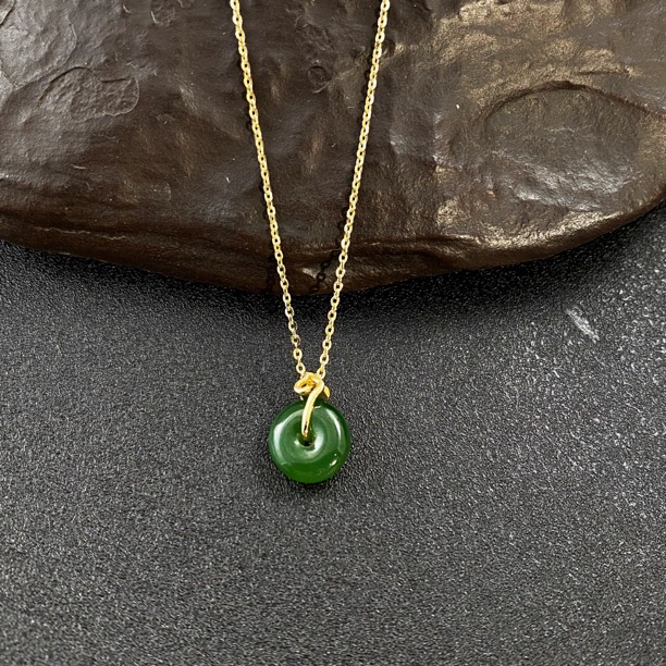 链子925银 高级简约通勤绿色平安扣如意项链1900597多样性发