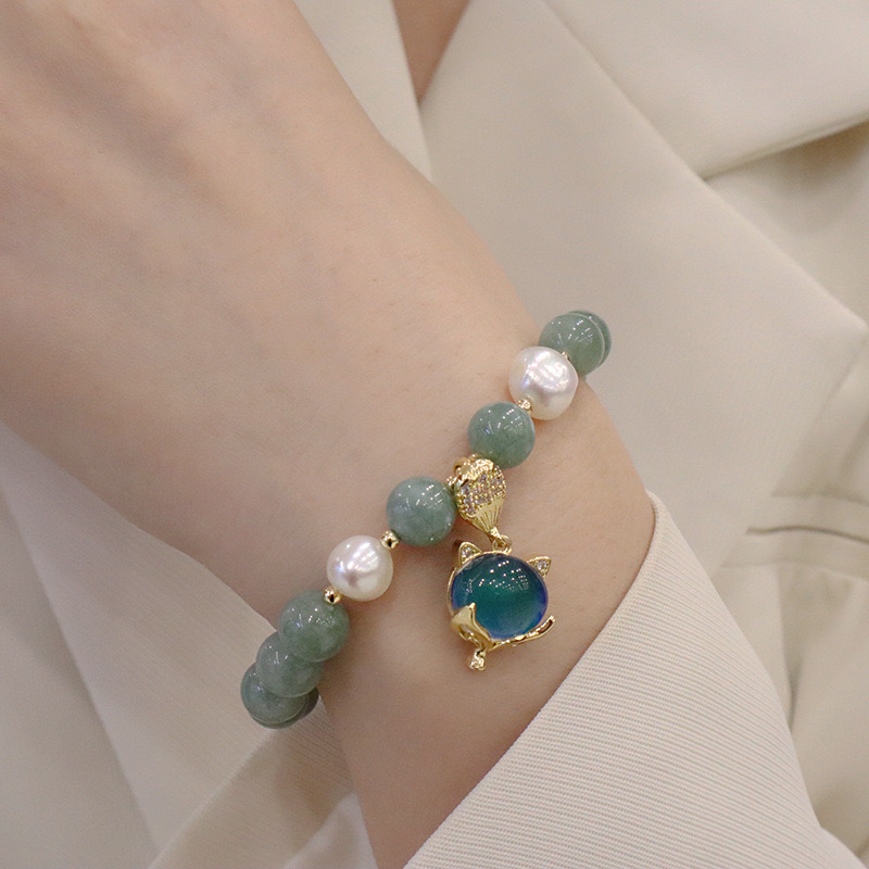 新款缅甸玉翡翠珠珠DIY设计手链女生手串