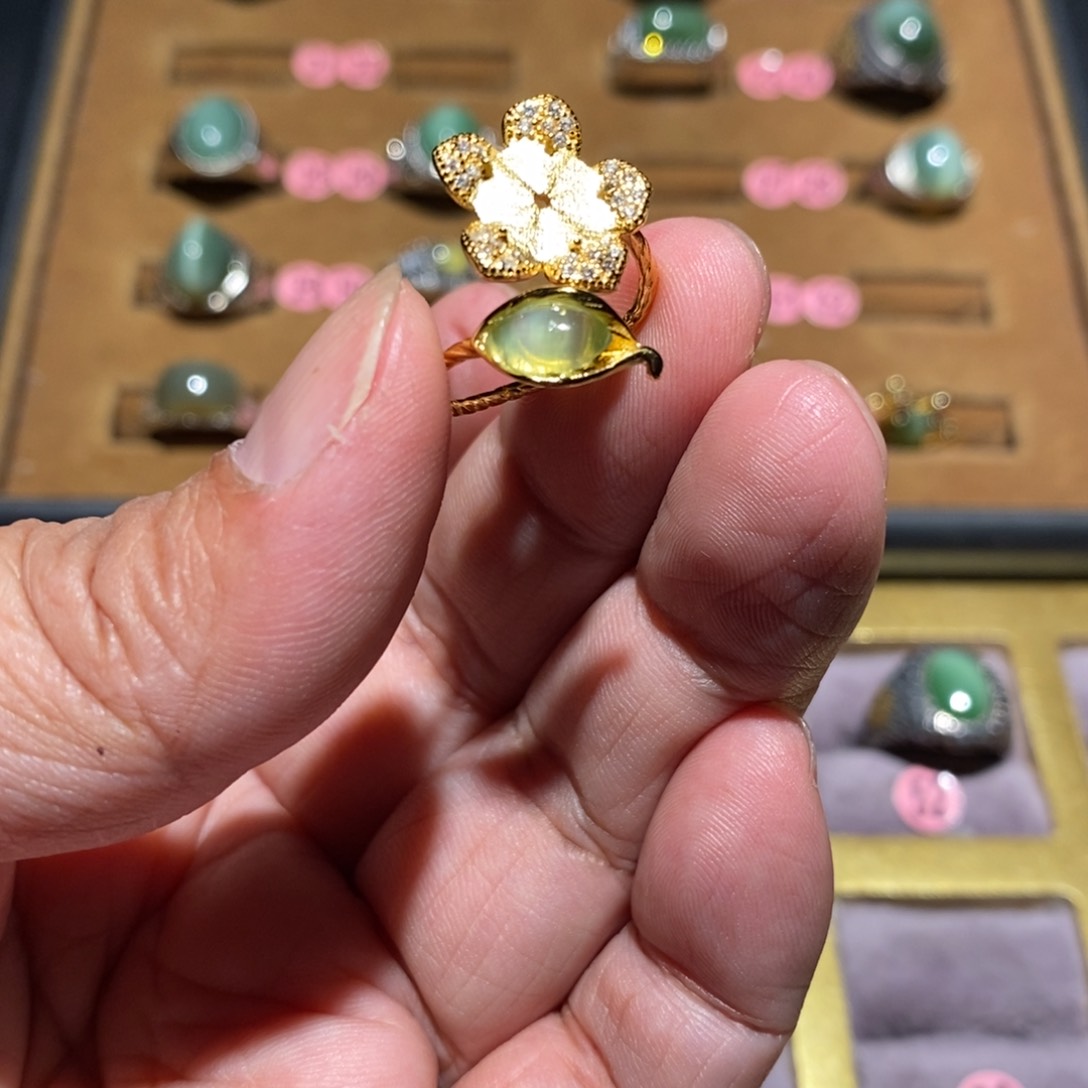 和田玉（碧玉）戒指银S925镶嵌