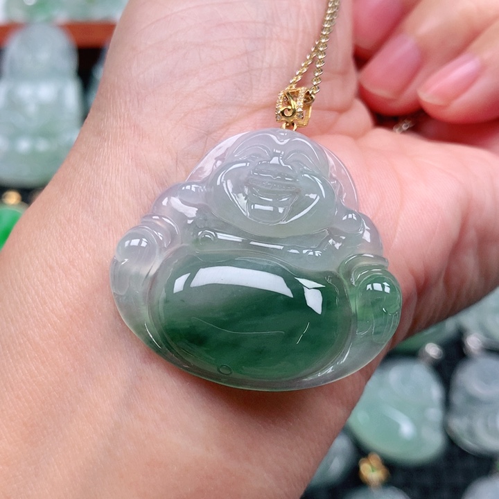 翡翠吊坠(不含链)18K金镶嵌小****