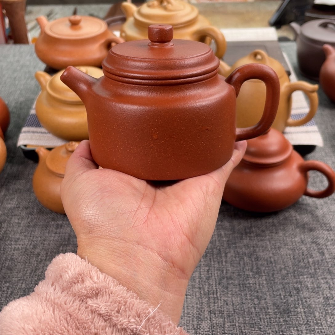 紫砂茶壶红降坡德钟全手40目210
