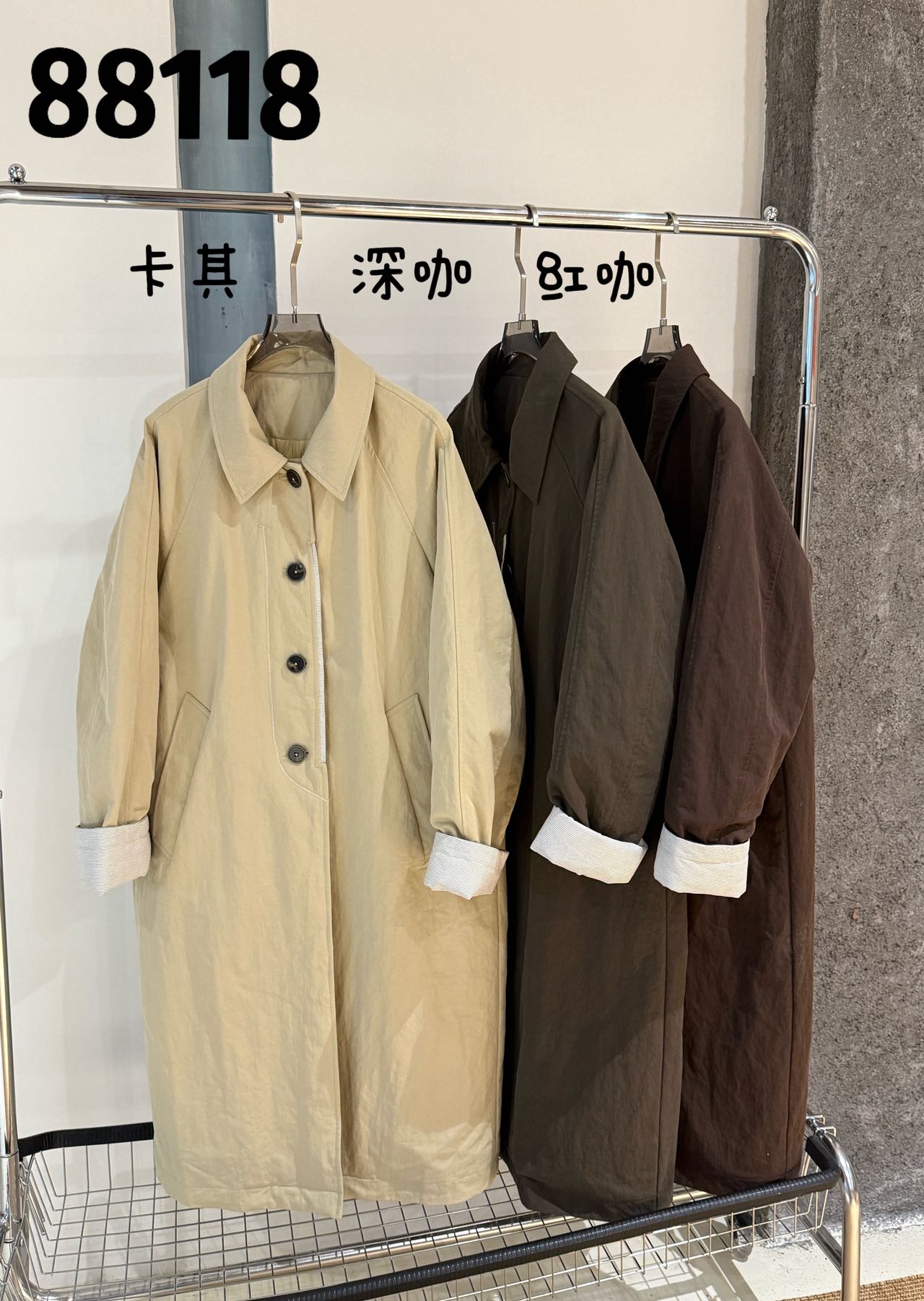 常规宽松型长款鹅绒羽绒服单排扣时尚百搭宽松收腰88118