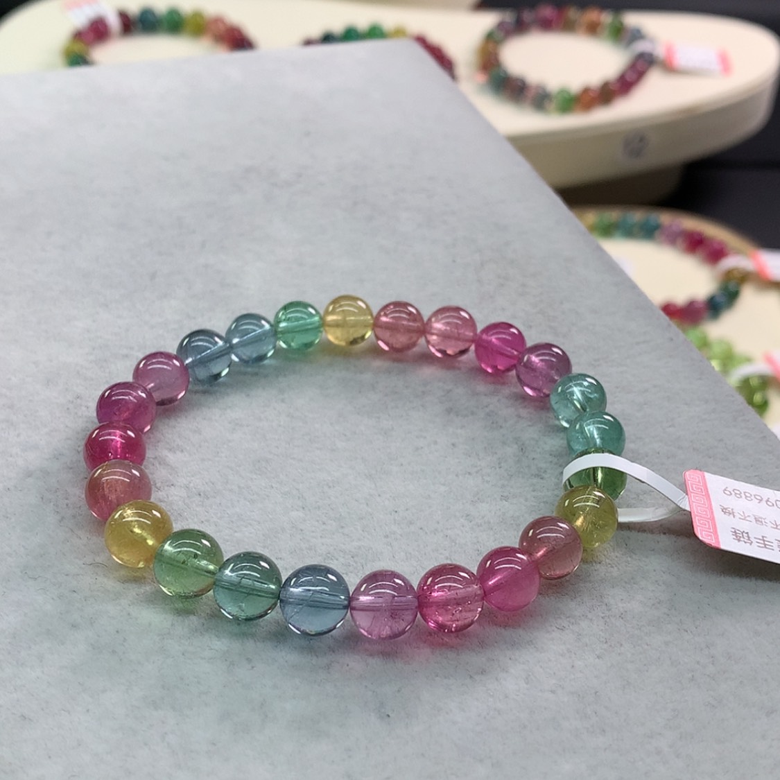 【闪购商品】碧玺手链未镶嵌碧玺荧光色标单圈7.8