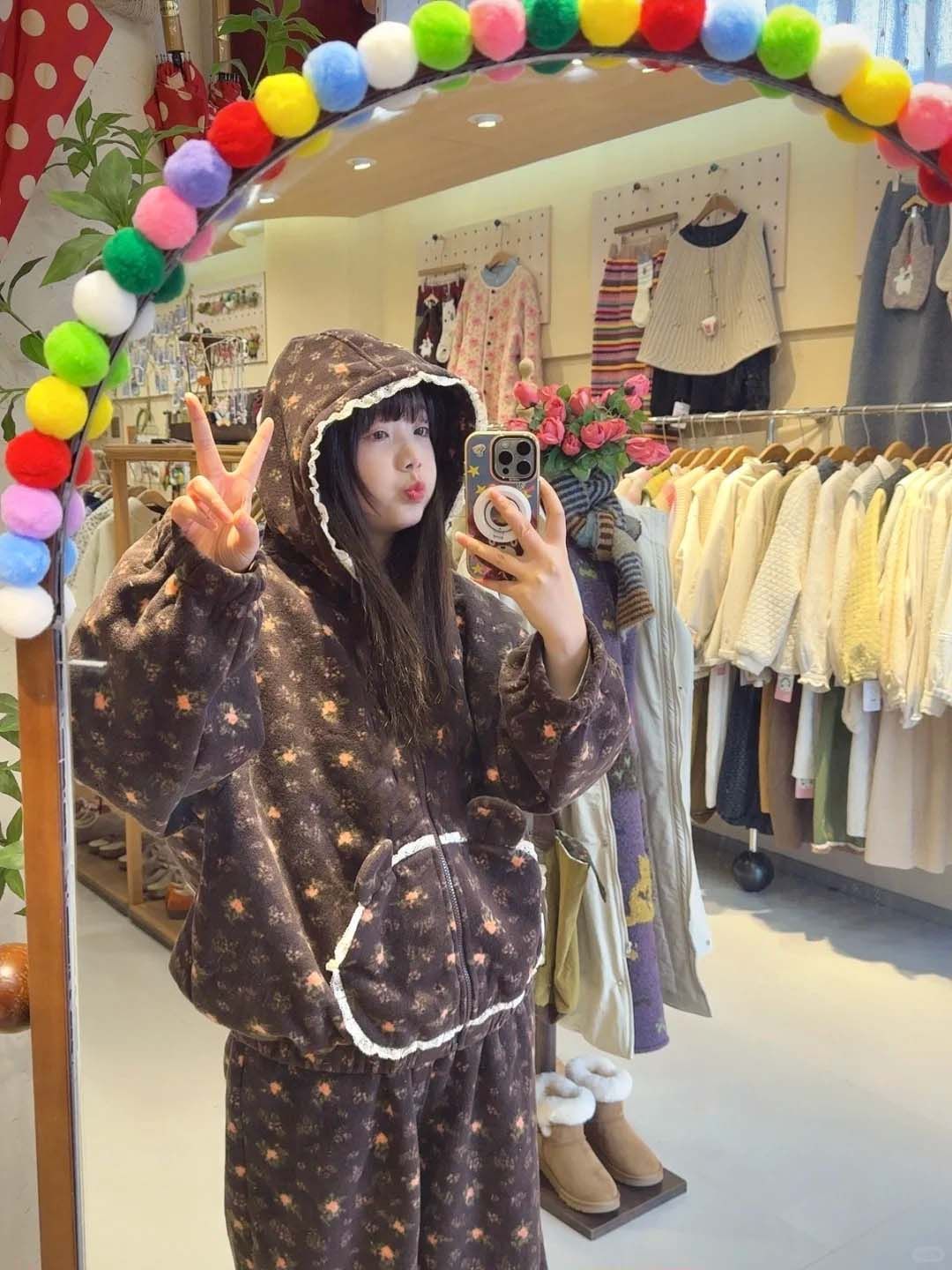 2025爆款碎花蕾丝花边睡衣女秋冬新款加绒加厚可外穿家居服两件套