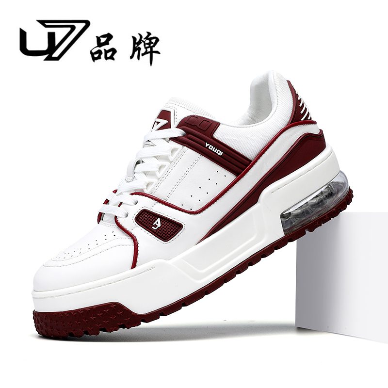 U7品牌男鞋 头层牛皮 休闲风潮流百搭男士低帮防滑运动板鞋
