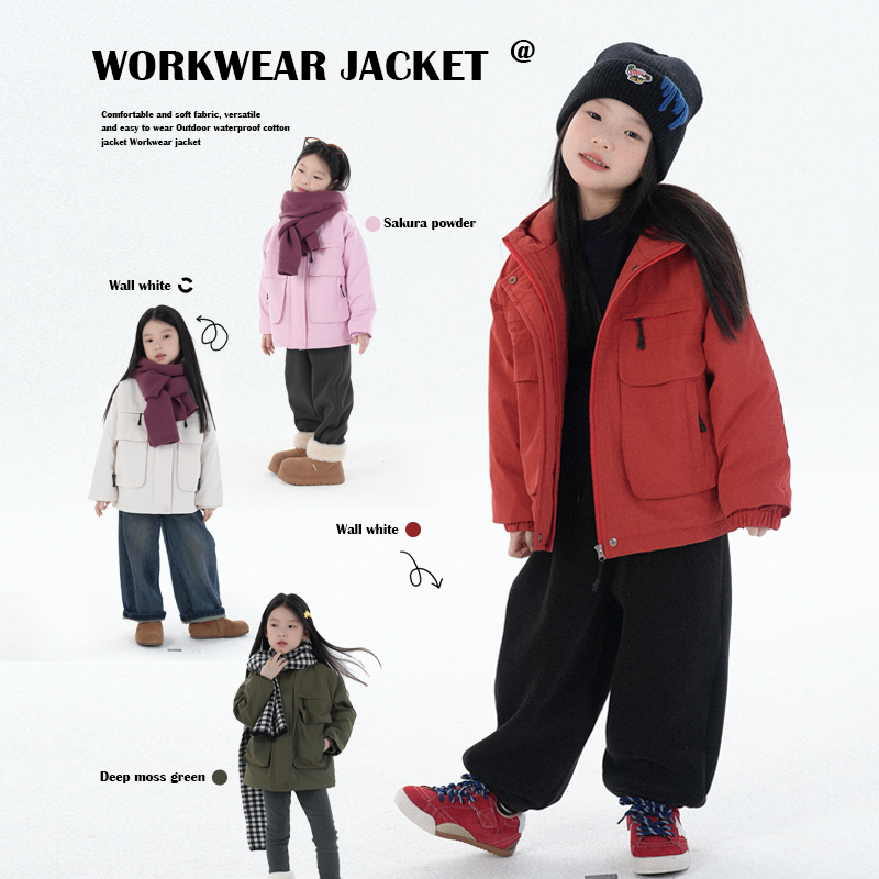 史豌豆女童户外夹棉工装外套 Y3900