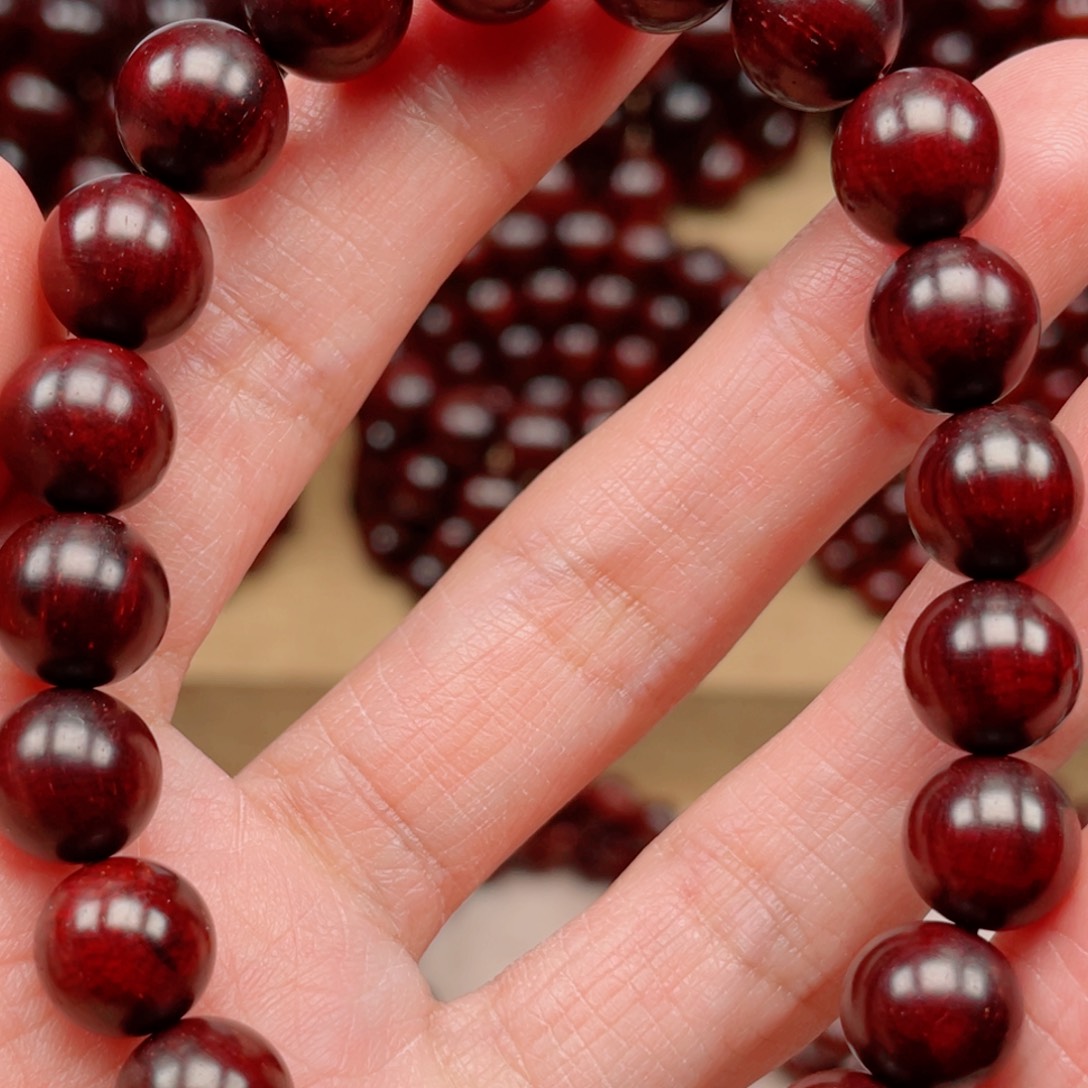 小叶紫檀手串/手链1.0龙鳞底顶泥无胶无蜡