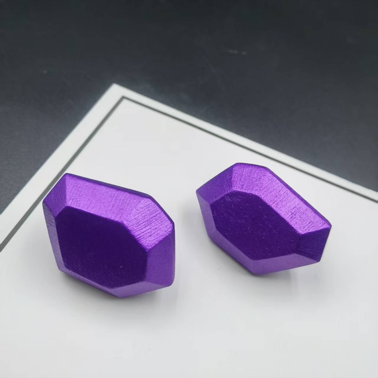 铜合金亚克力耳饰 【伊琳饰品】紫色菱形耳饰耳钉气质