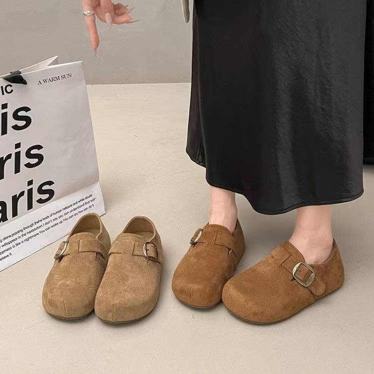 厚底内增高勃肯鞋2025新款懒人一脚蹬丑萌大头绝美全包博肯鞋J