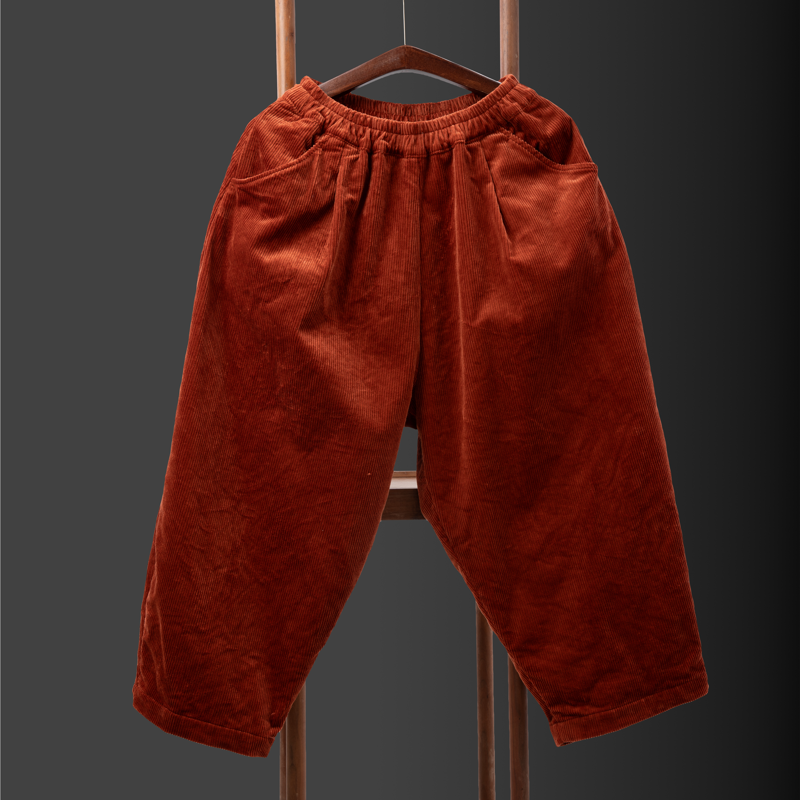 条绒灯芯绒双层哈伦裤中腰萝卜裤国风阔腿裤百搭春秋灯笼裤休闲裤