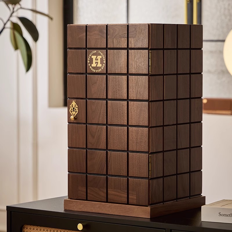 【魔方】文玩柜北美黑胡桃原木大容量项链饰品收纳中古收纳