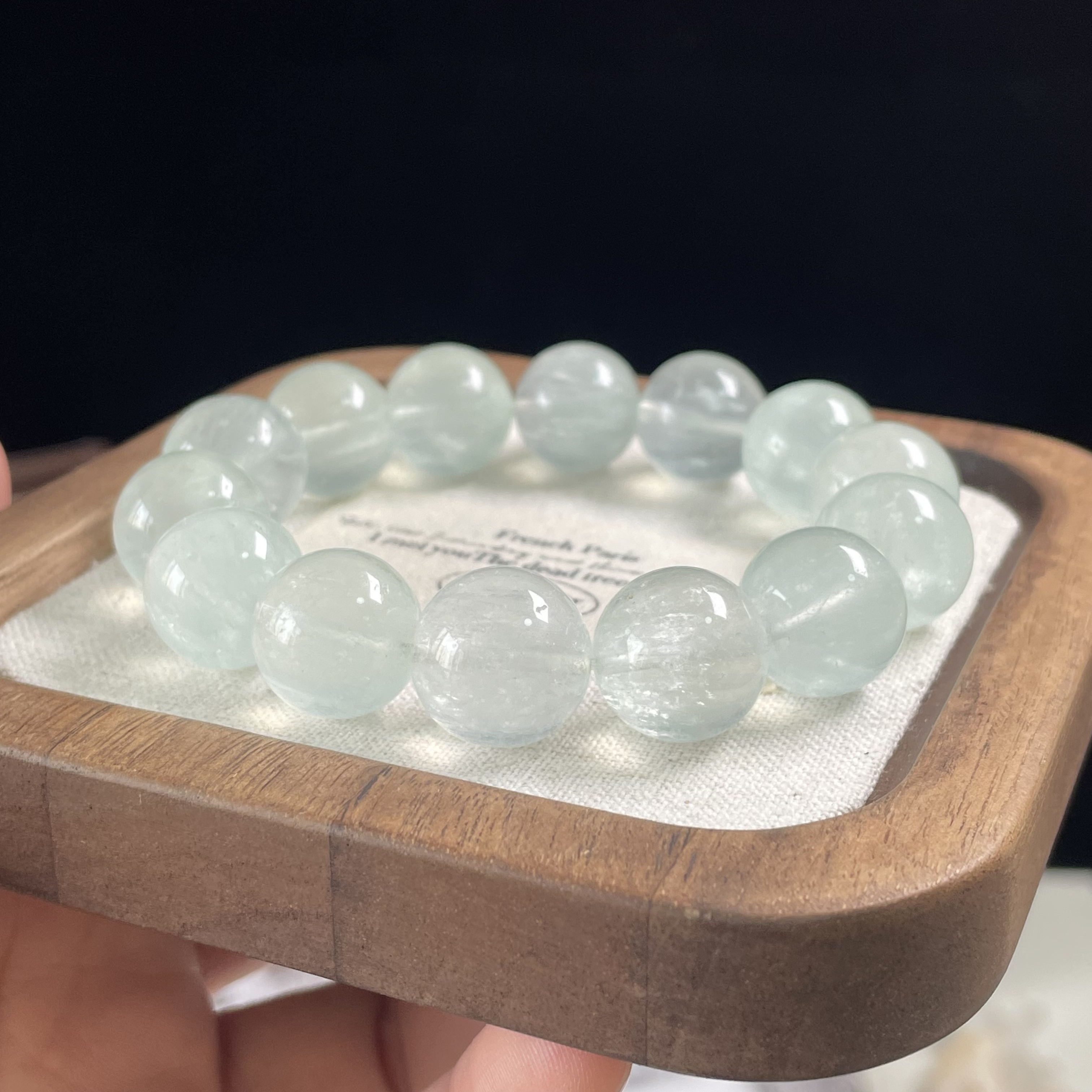 【拾花】薄荷曼波绿拉丝萤石大珠子手串清新浪漫唯美网红女款素圈