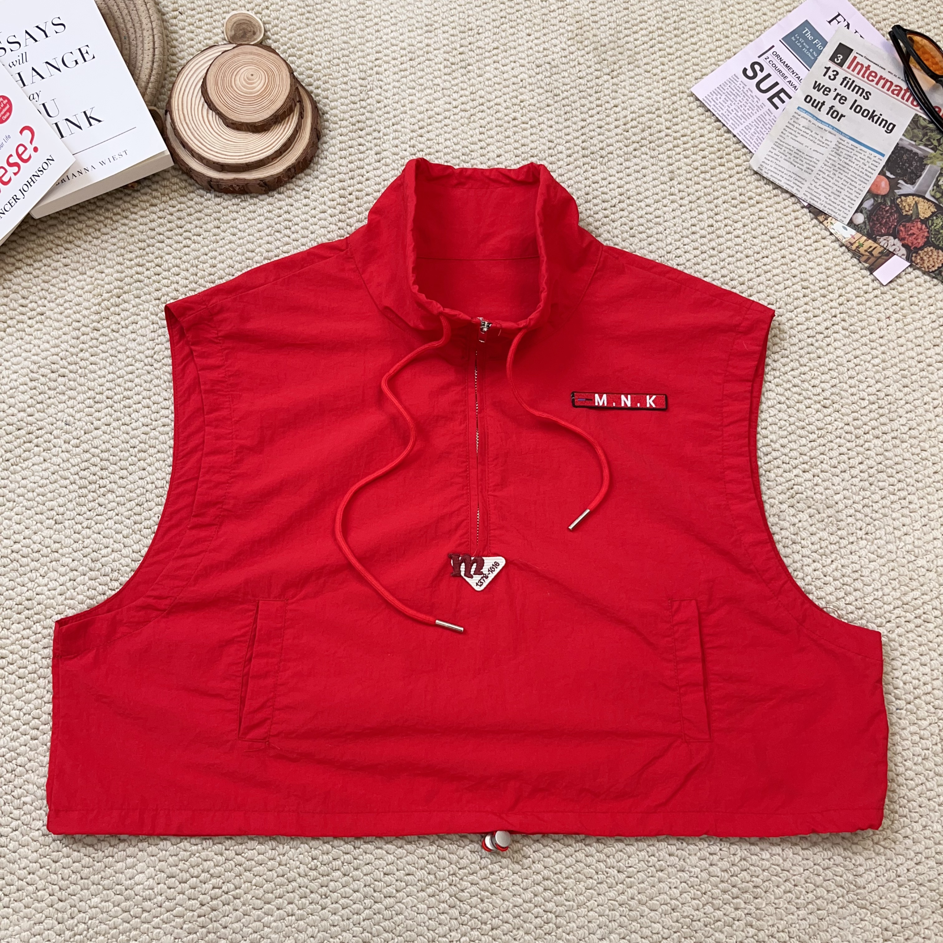 2025夏季新款休闲潮牌纯色字母刺绣防晒马甲外套1836