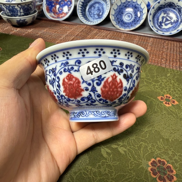 020地图款-压手杯100cc（内绘双狮滚绣球）