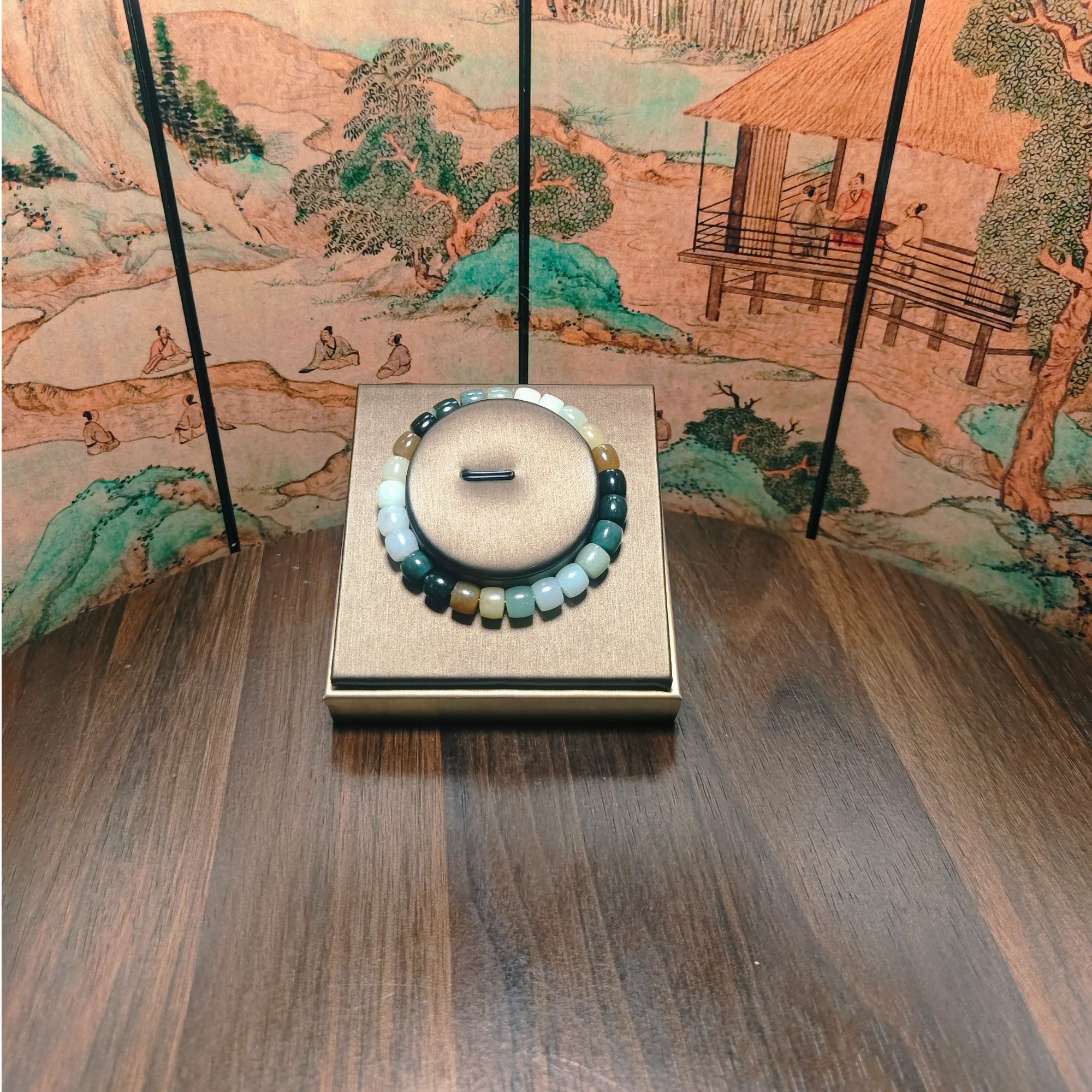 N和田玉多宝桶珠手串（卡8）0391