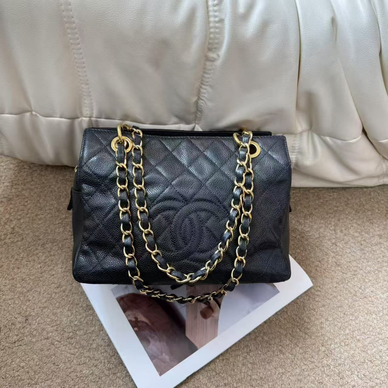 95新 Chanel/香奈儿 Chanel黑金荔枝牛ppt/647562468
