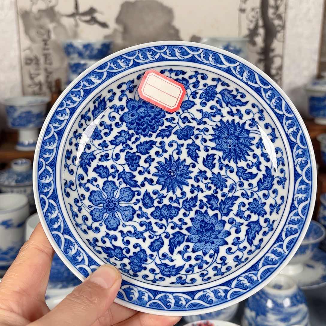 杯鱼***?青花瓷器手绘作品壶承