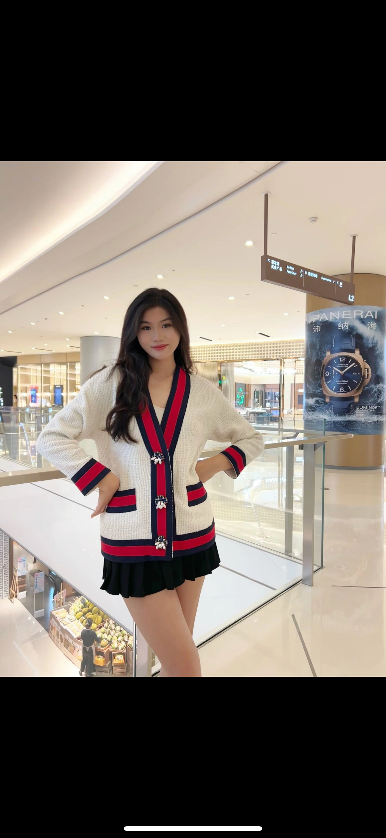 99新 GUCCI/古驰 古驰/Guic 重工钻扣条纹编织开衫 38码