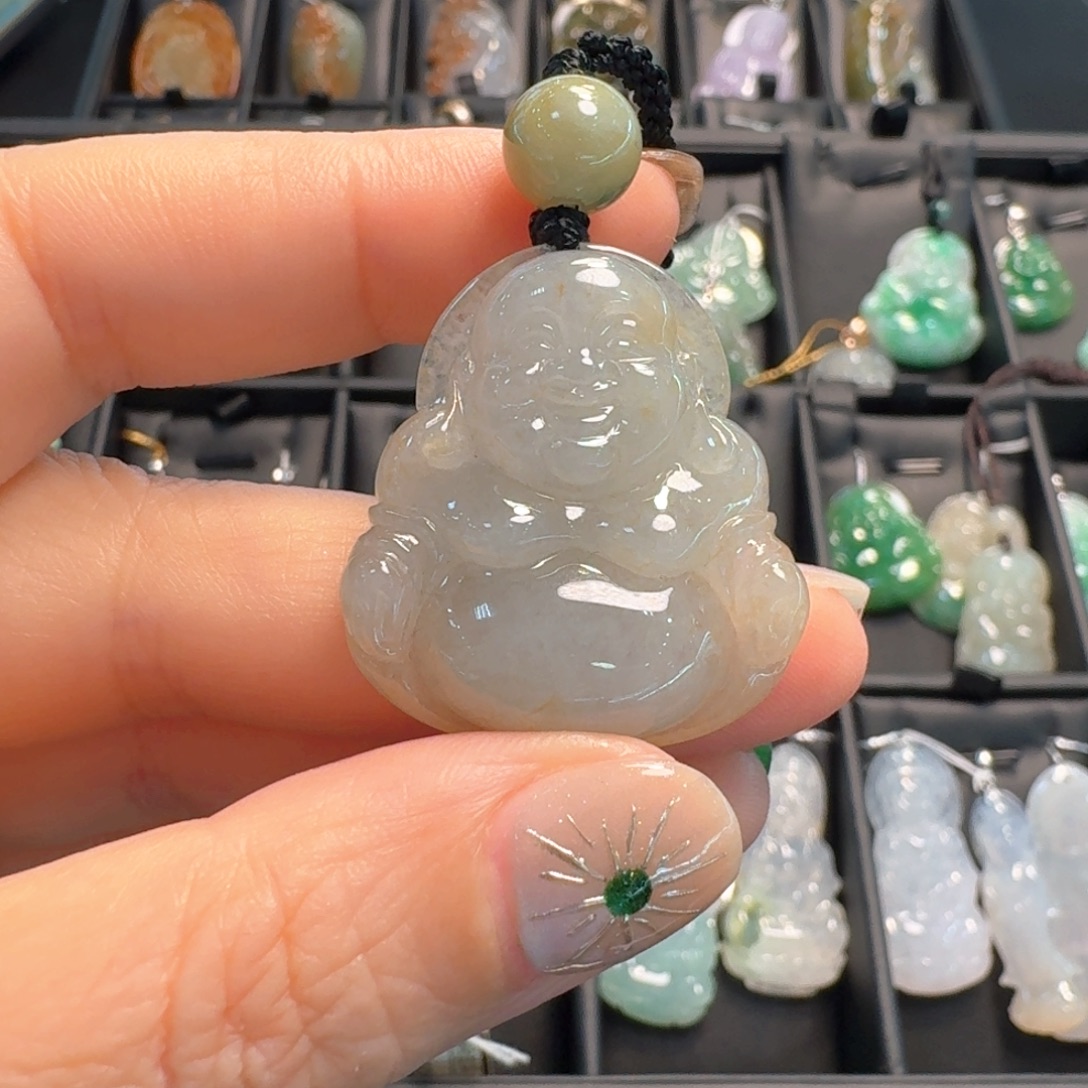 翡翠未镶嵌项链佛公