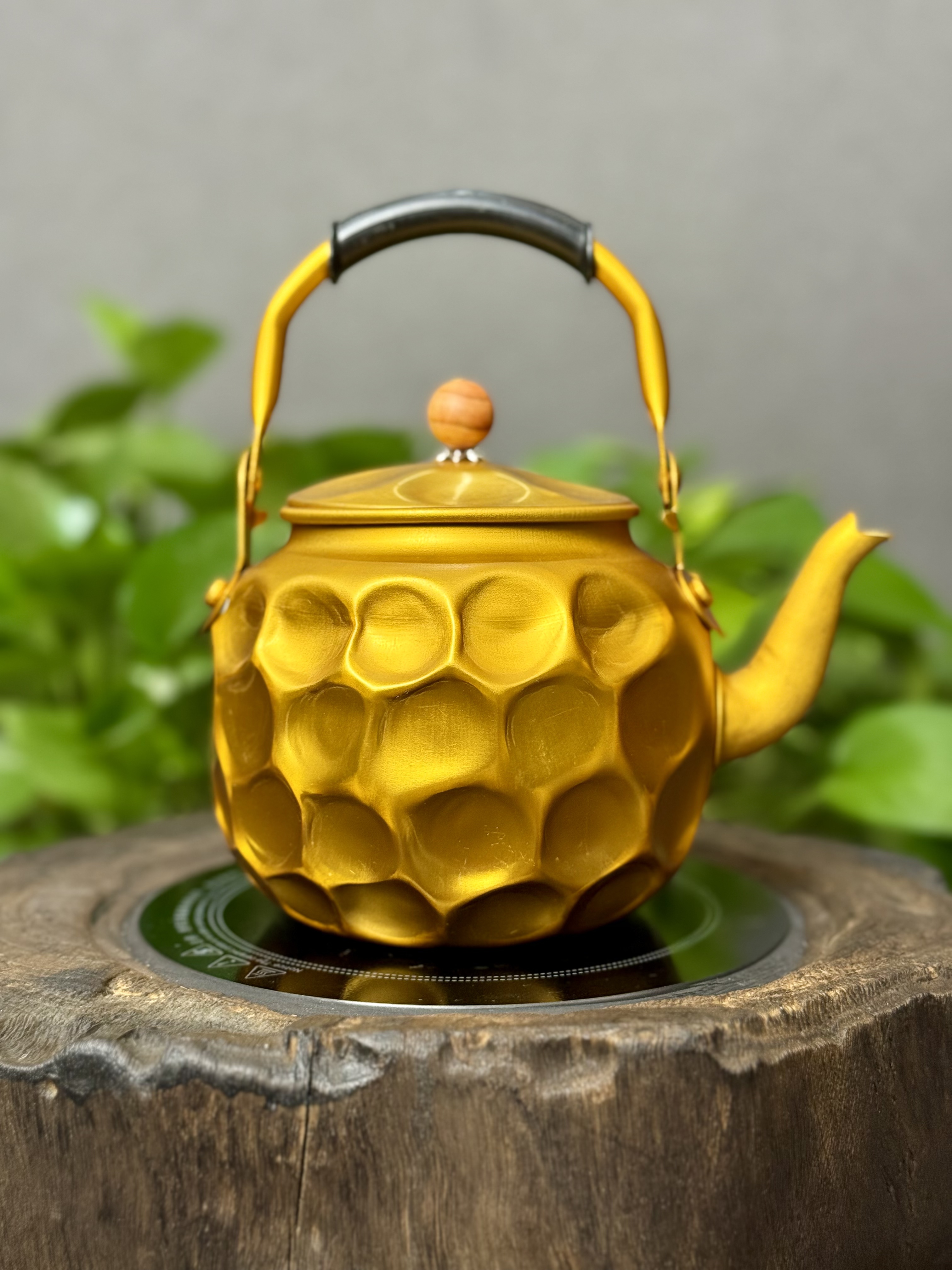 纯手工大师工艺升级款锤纹氧化黄铝壶