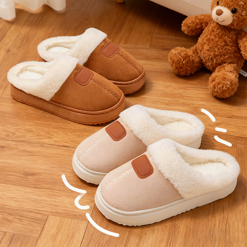 冬季棉拖鞋女士2025新款家居家室内防滑保暖厚底毛领棉拖女款