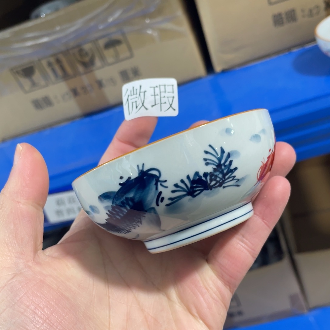 釉下手绘茶具微瑕