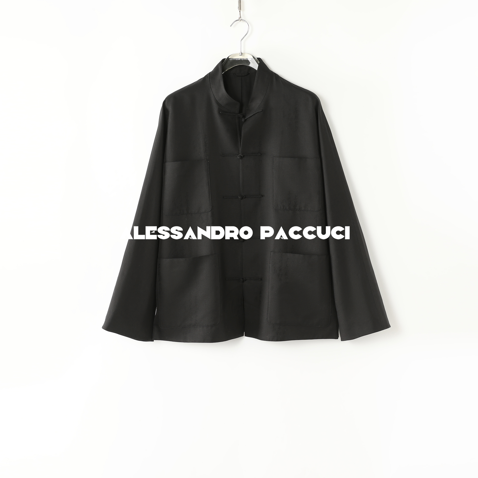 AP洛哥51026WT【上善若水】绵羊毛+桑蚕丝提花书法新中式盘扣外套