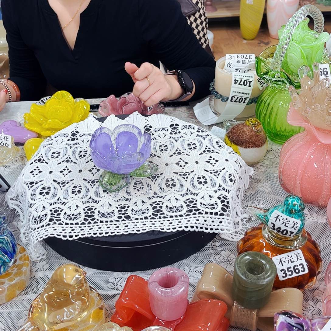 紫花碗 家悦琉璃工艺品不完美