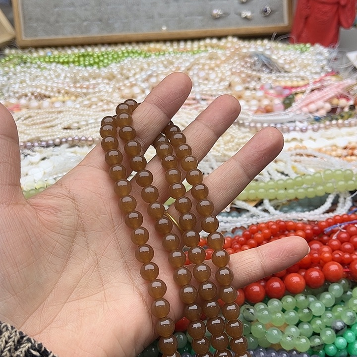 玛瑙/玉髓珠宝半成品未镶嵌一条8mm和田玉