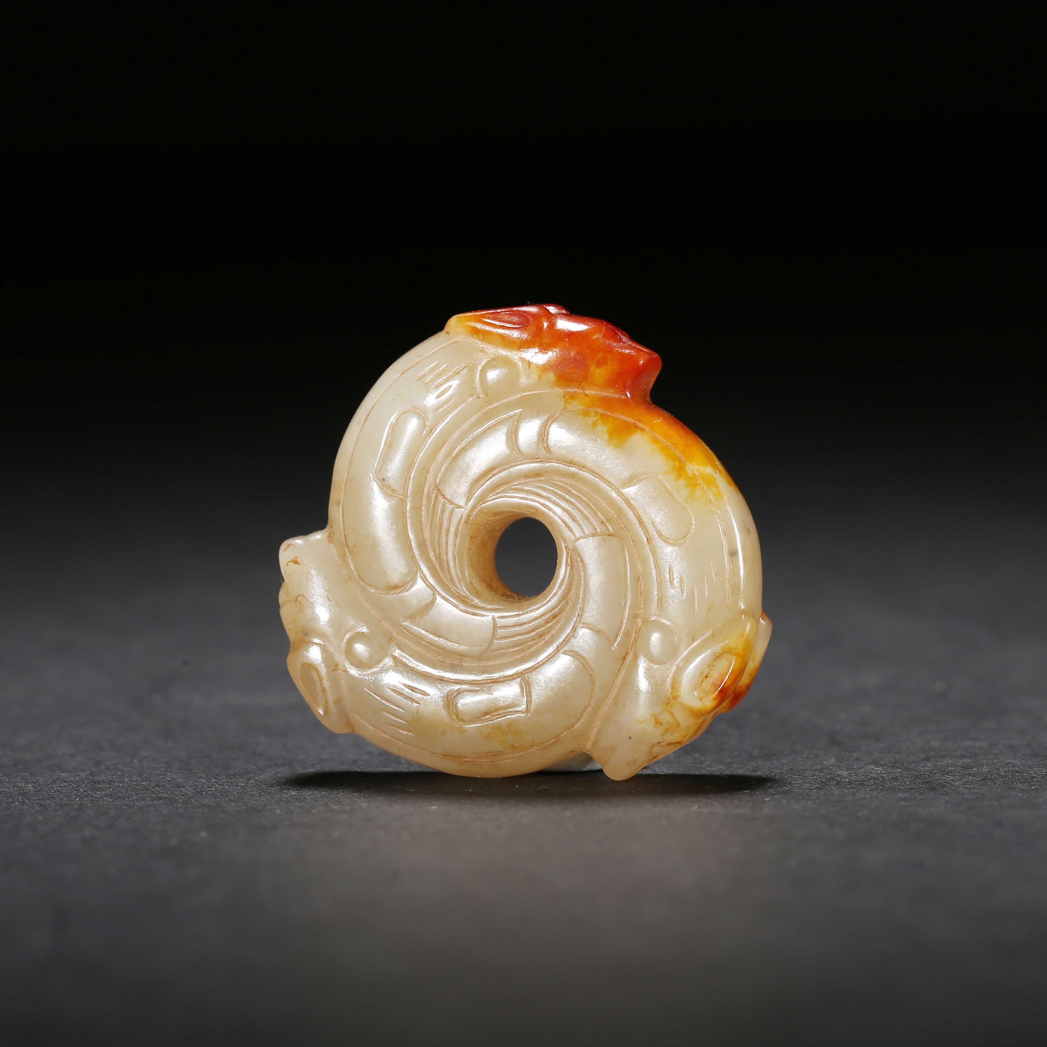 明代/白玉红沁龙纹佩/JCY25041602/收藏/【济文阁】