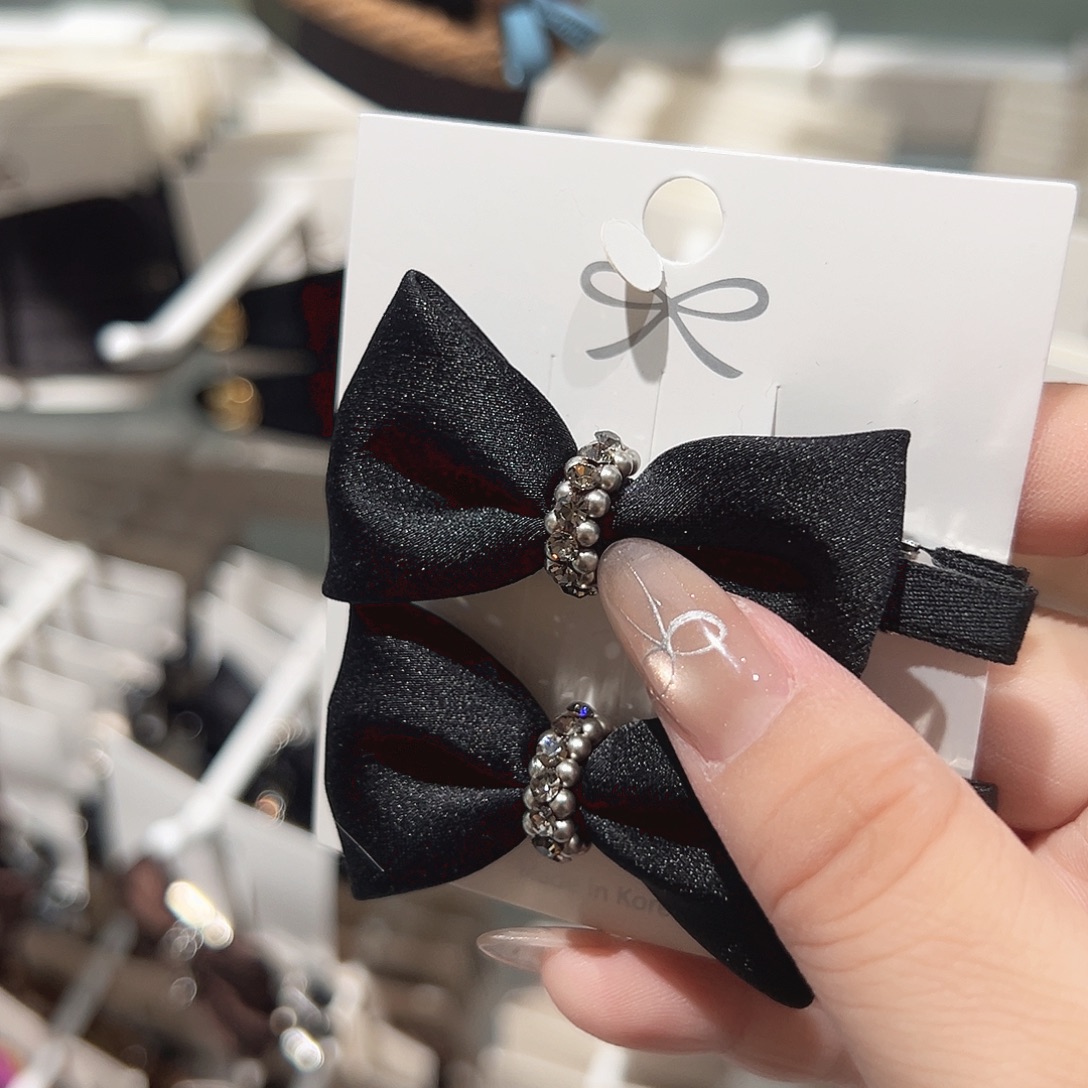 非金属缎面黑色蝴蝶结鸭夹
