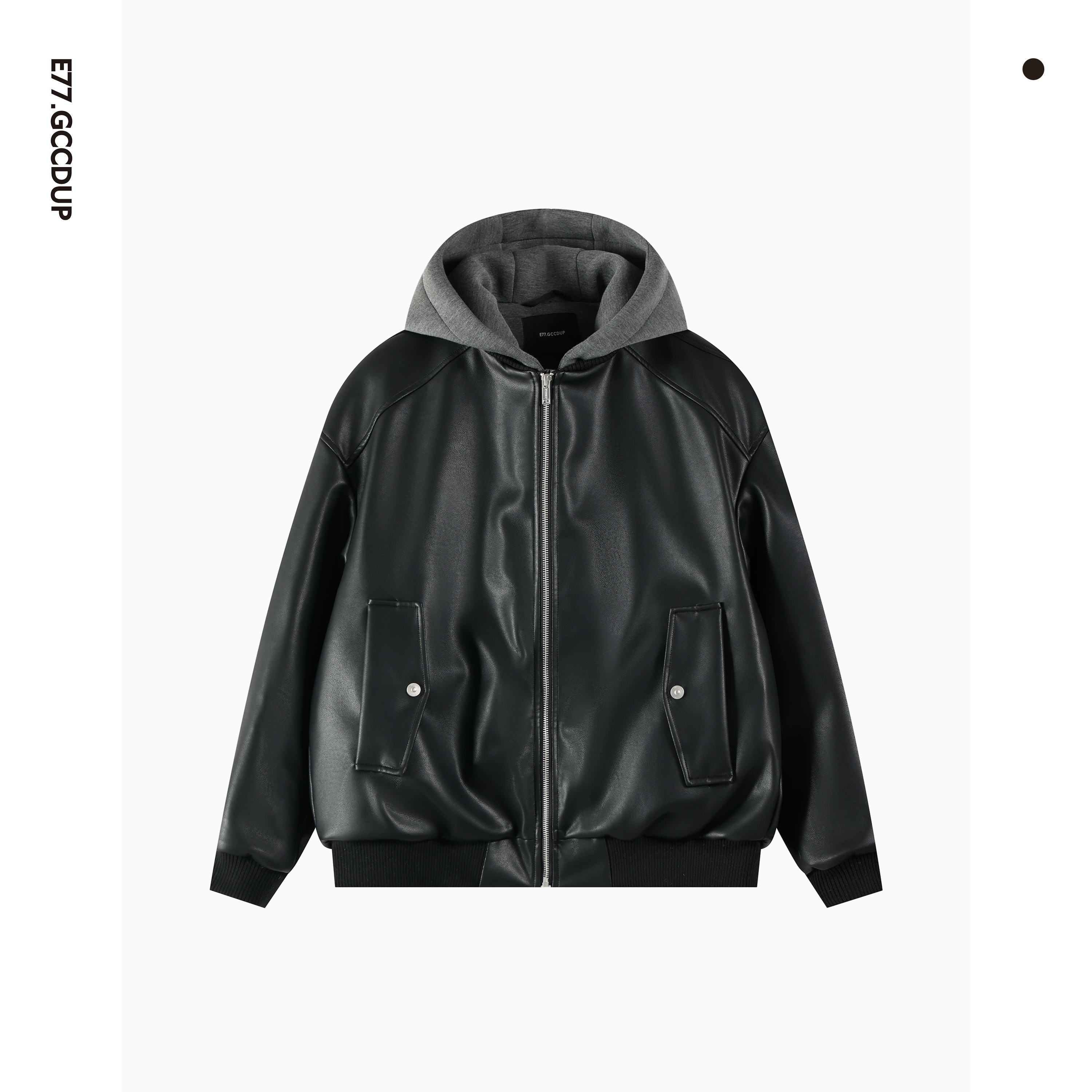 GCCDUPE77『寒境骑士』90白鸭绒植鞣软皮拼接假两件皮衣保暖羽绒服