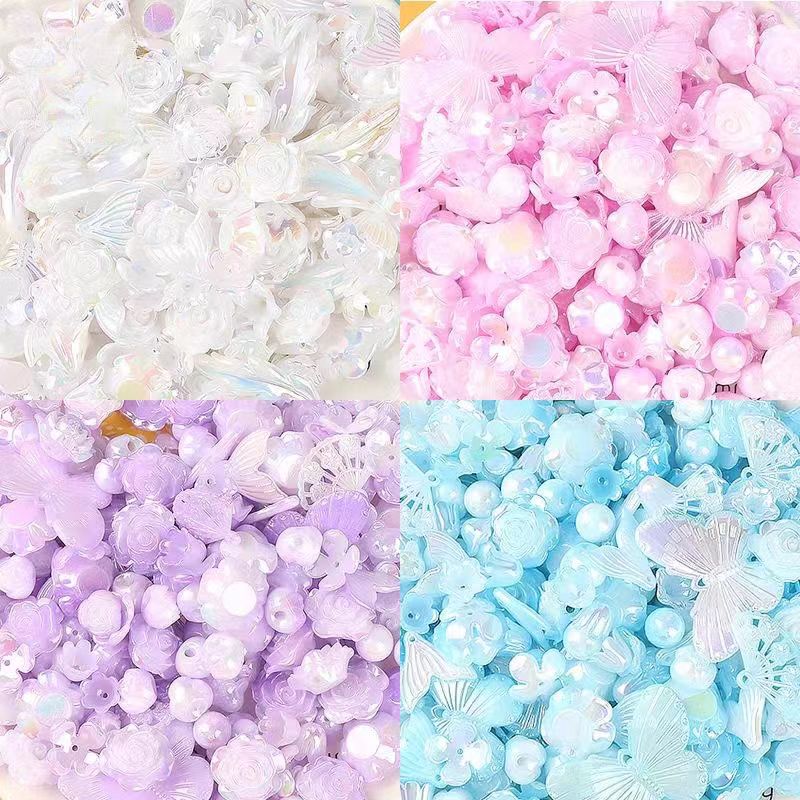 童装挂链发夹发饰等DIY手工饰品配件，粉蓝白混搭水晶