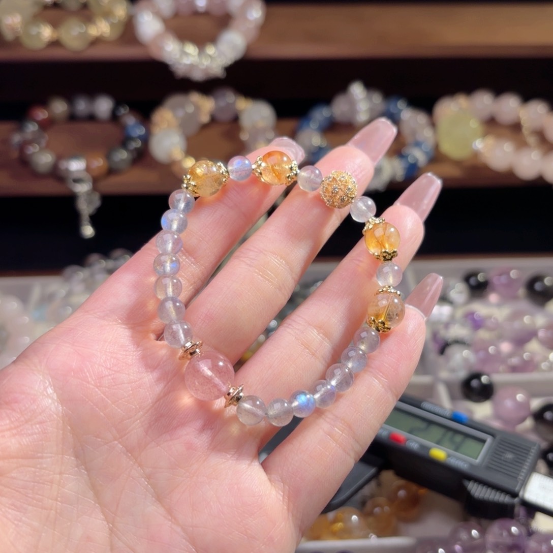 烟晶手链银S925镶嵌?*手串