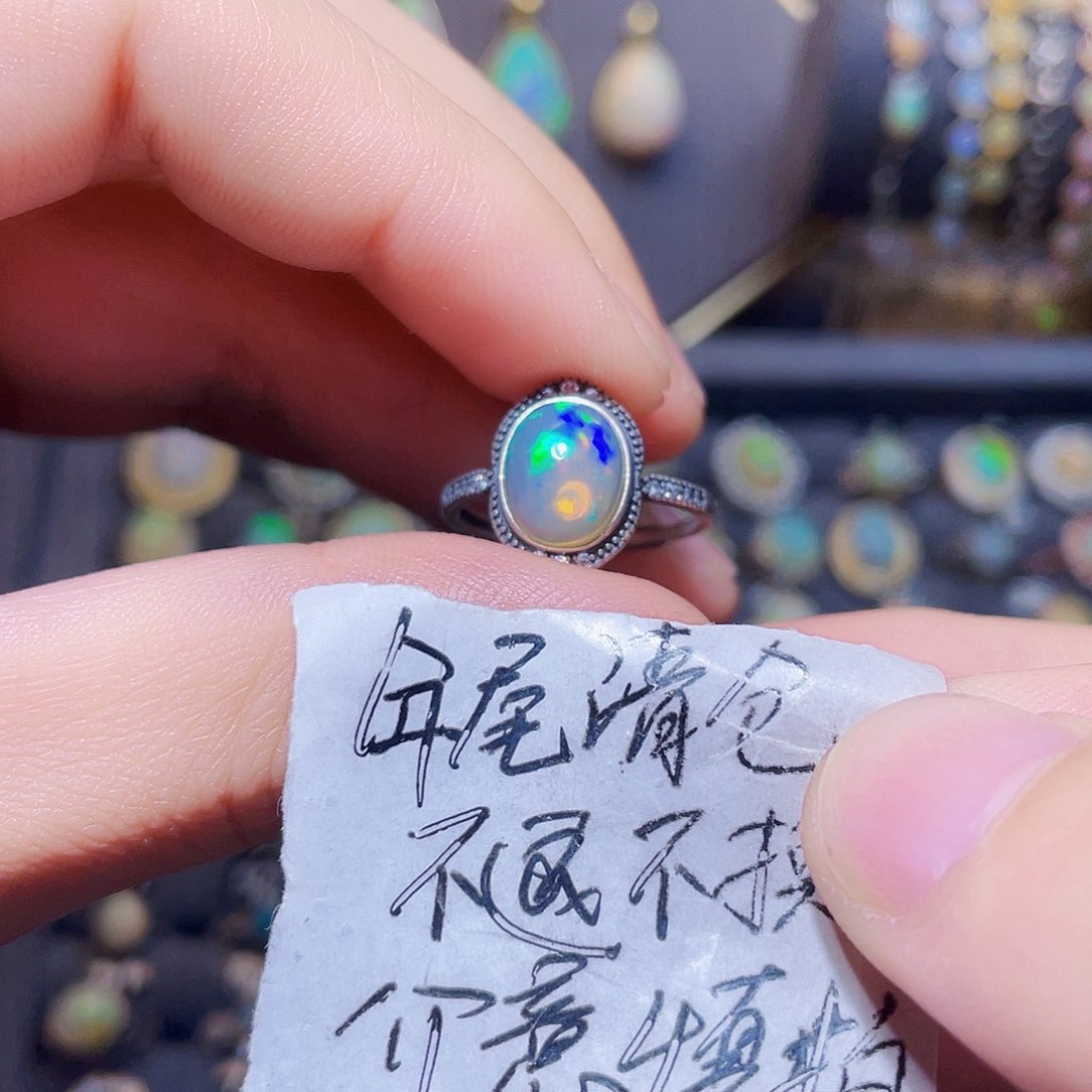 欧泊戒指）银S925镶嵌