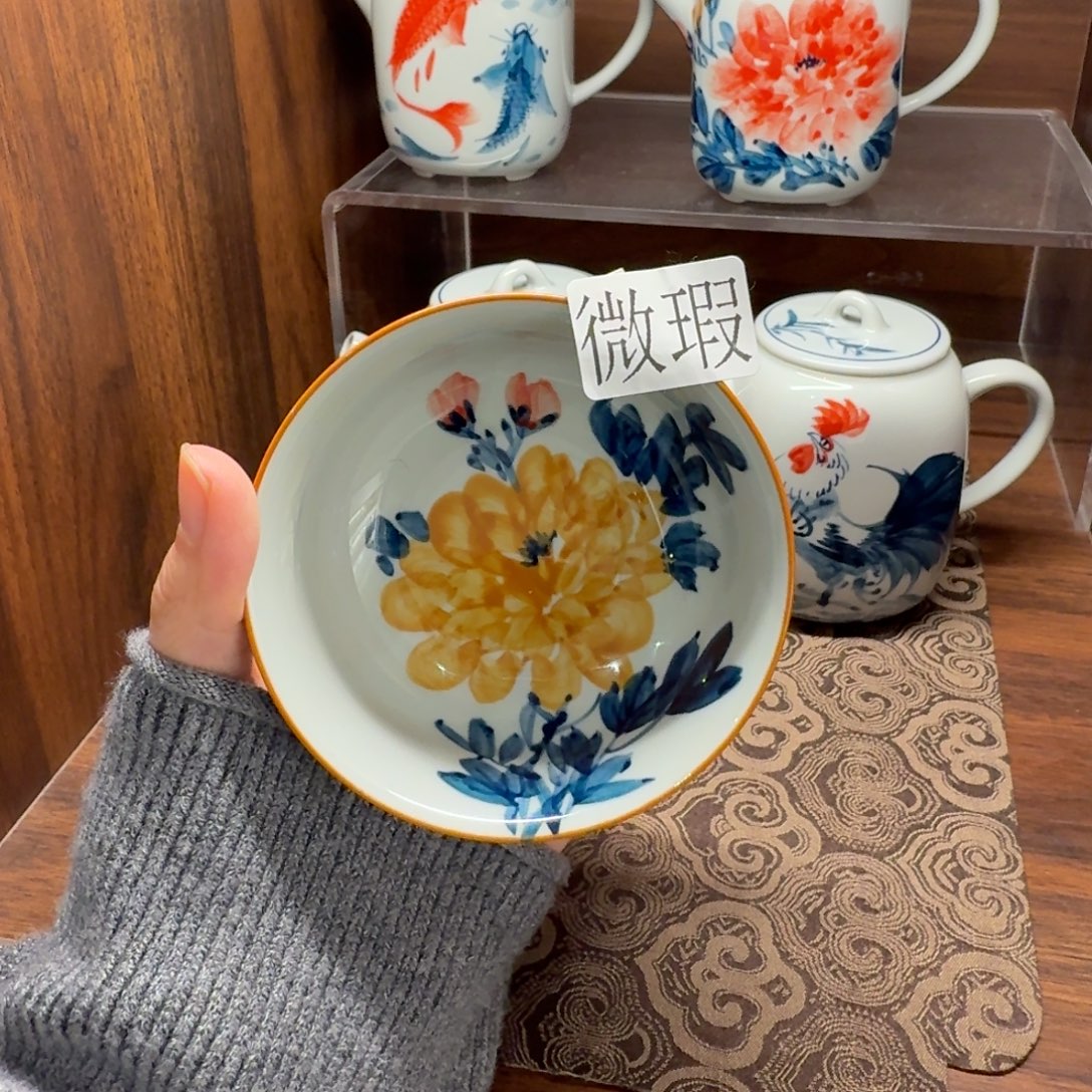 釉下彩纯手绘微瑕