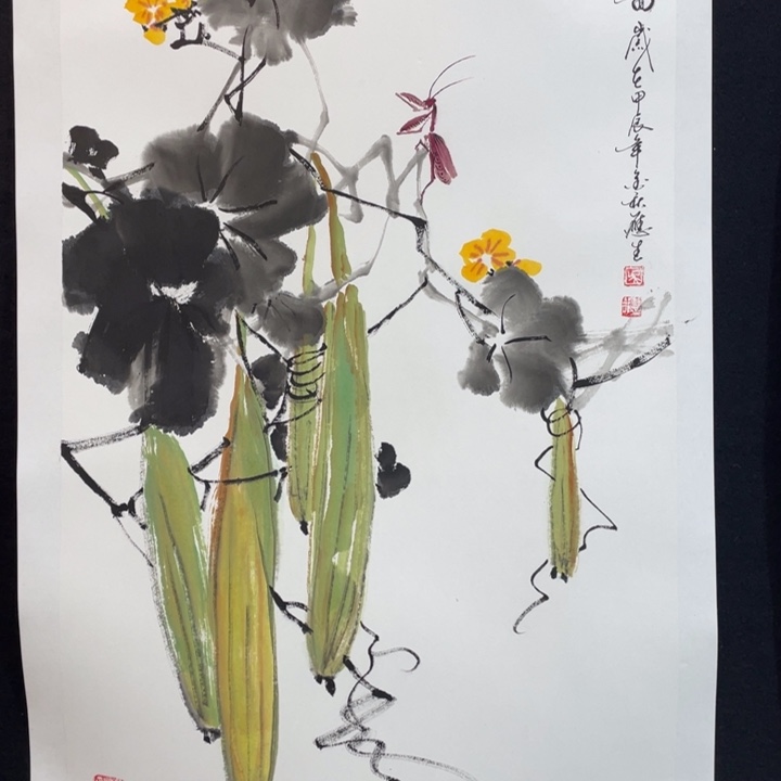 国画四尺三开作品