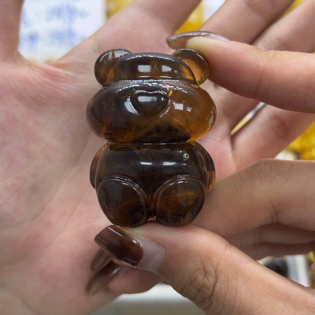 琥珀未镶嵌裸石天然琥珀缅珀溶洞带意境熊