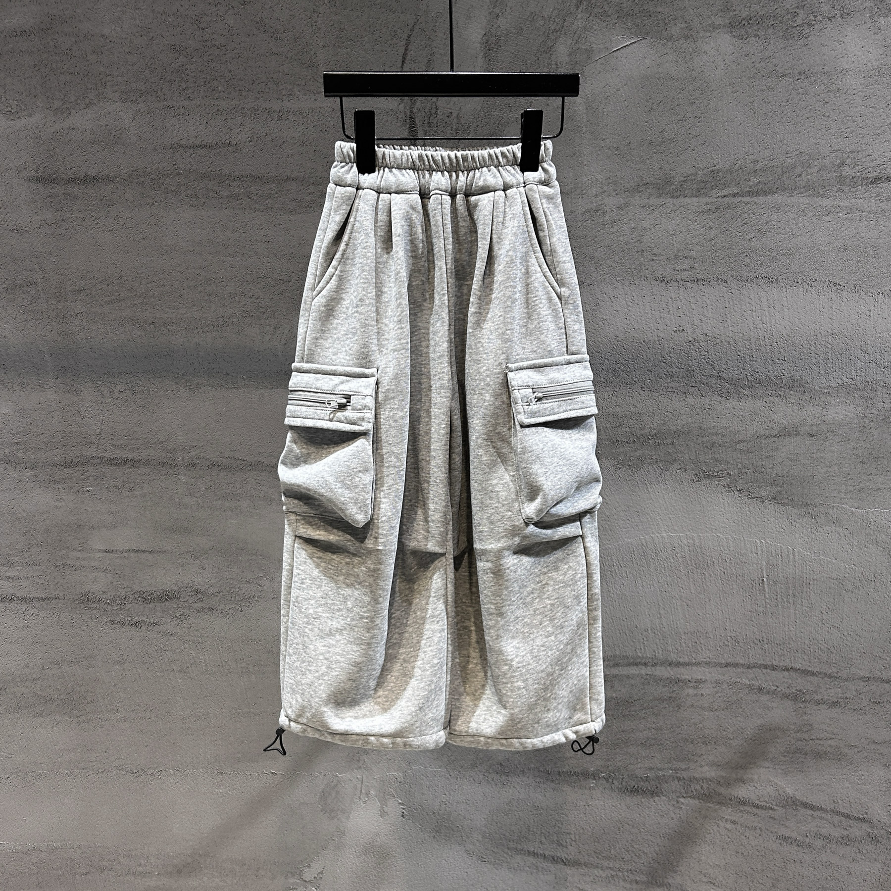 【引力kids】韩版儿童工装卫裤个性拉链口袋百搭直筒抽绳卫裤25D206