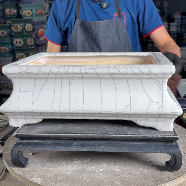 一风堂石湾花盆 内27*18*9高温裂瑕疵654