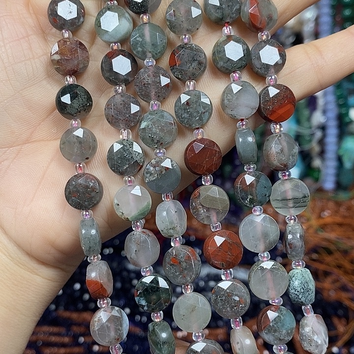 玛瑙/玉髓未镶嵌珠宝半成品天然龙血石切面卡10mm