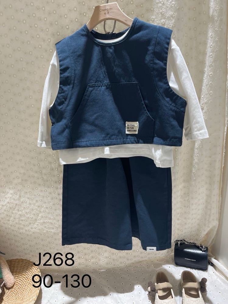 常规男女通用薄款纯色女卡通马甲夏装春秋牛仔宝宝韩版洋气
