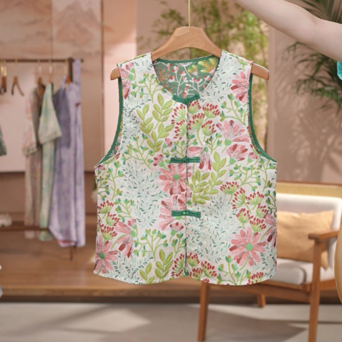 民族风印花双面百搭宽松型碎花马甲提花女士女马夹