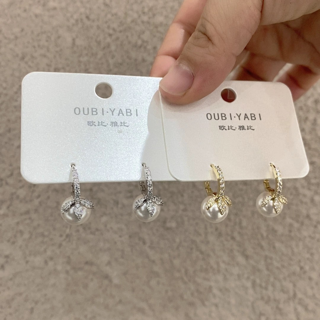 铜合金仿珍珠耳饰 18968 欧比雅比品牌新款短款珍珠耳环耳扣