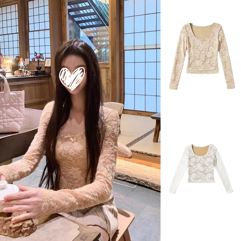 温柔钩花蕾丝衫新款独特修身显瘦女装洋气时髦气质入冬漂亮衣服